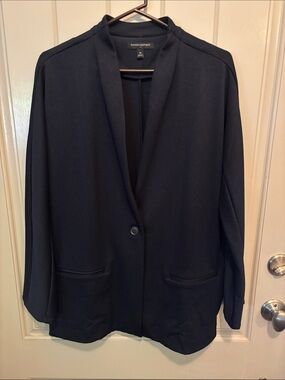 Banana Republic Women's Navy Blue Single-Button Open Blazer